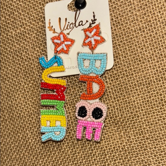 Multicolor Statement Beaded summer Earrings pierced - Picture 3 of 7